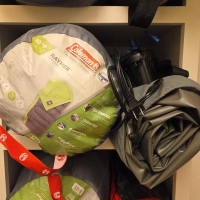 Coleman Raymer 40°F Tall Sleeping Bag + Embark Twin Air Bed and Pump • Fits Up to 6'3" • Outdoor Camping Lot