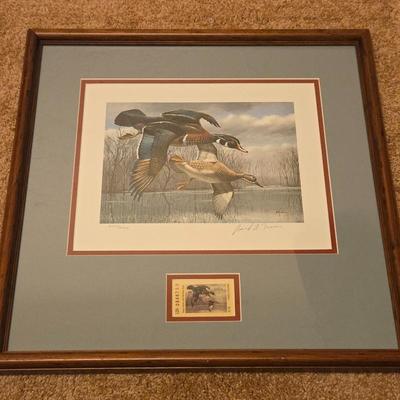 Wood Ducks 1984 Texas Duck Stamp Print by David Maas