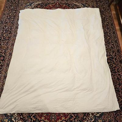 Lot #50 - Queen/Full Off-White Duvet Cover & Comforter • Neutral Bedding Layer • Minimalist Farmhouse Style
