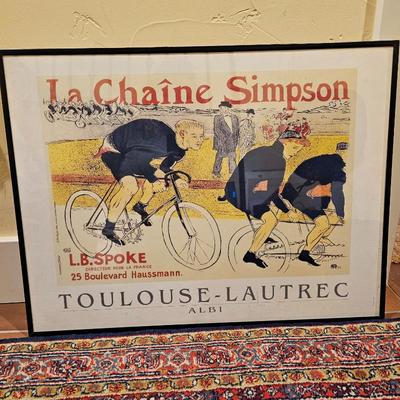 Lot #115 - Framed Toulouse-Lautrec Poster • “La Chaîne Simpson” Cycling Print • Large Wall Art