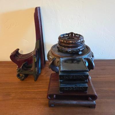 Lot of Asian Carved Wood Display Stands • Vase & Bowl Bases • Assorted Decorative Pedestals