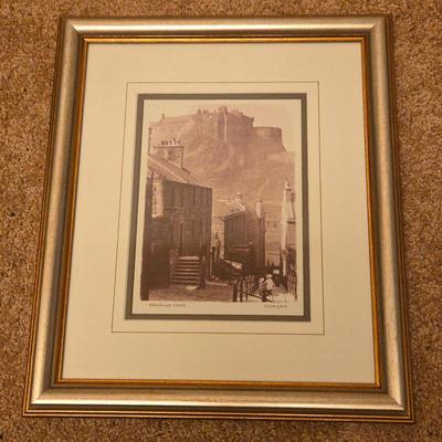 Framed Edinburgh Castle Print – Historic Street View, Circa 1908 Reproduction