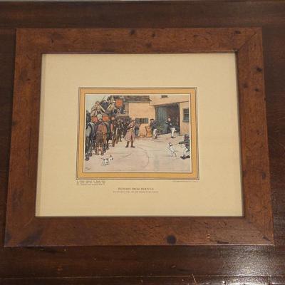 Vintage “Pictures From Pickwick” Framed Lithograph – Charles Dickens Illustration – Coaching Inn Scene