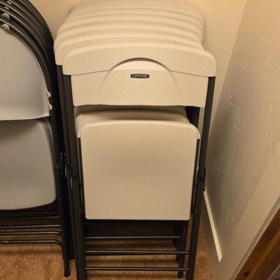 8 Lifetime Folding Chairs • Heavy-Duty Resin & Steel • Beige Stackable Event Seating