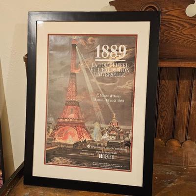Lot #81 - Framed Reproduction 1889 Eiffel Tower Exhibition Poster • Musée d’Orsay 1989 Reproduction • Paris Decor