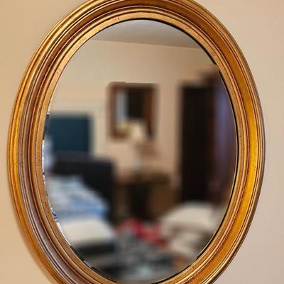 Lot #86 - Vintage Gold Oval Wall Mirror • Stroupe Mirror Company, NC • Traditional Entryway or Bedroom Decor