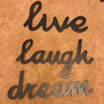 Set of 3 Decorative Wall Words – “Live Laugh Dream” Black Script Signs