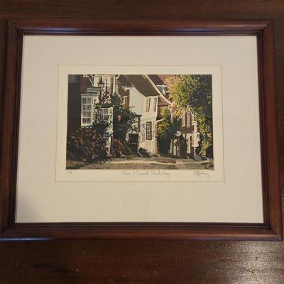 Colin Bailey Hand Signed Artist's Proof Hand Colored Etching – “Down Mermaid Street, Rye” – English Village Scene