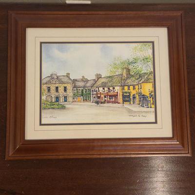 Roisin O'Shea Irish Pub Lithograph Westport, Co. Mayo - Ireland Village Square Framed Print – Irish Town Scene Art