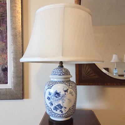 Blue & White Chinoiserie Porcelain Table Lamp – Asian Ginger Jar Style Lighting