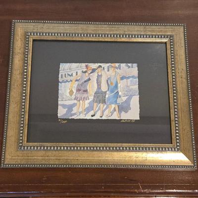 Elaine DeNiro Hand Signed Limited Edition Flapper Watercolor Art Print "Just Shopping" – 1920s Fashion Illustration