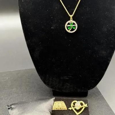 14kt Gold Plated Bracelet, Necklace, Brooch & 14kt Gold Slide