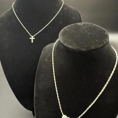 Swarovski Heart Necklace & Gemstone Cross Necklace