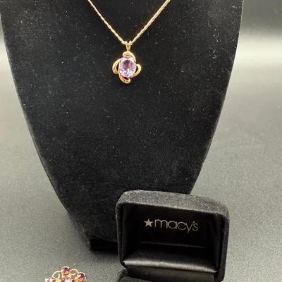 10kt Ring & Pendant, Vintage Brooch 