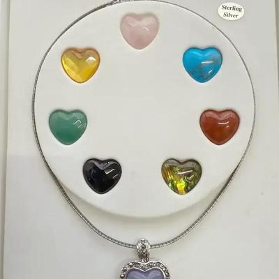 Sterling Silver Necklace & Multi Stone Sterling Silver Pendant  