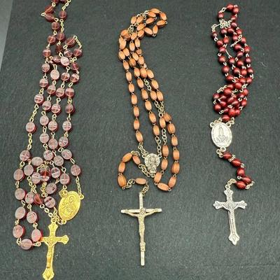 Lot Of 3 Rust & Brown Toned Rosaries