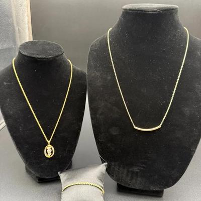 14kt Bracelet & Vintage Danbury Mint Necklace