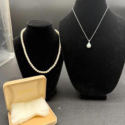 Genuine Pearl Necklace & Gorgeous Silvertone Necklace