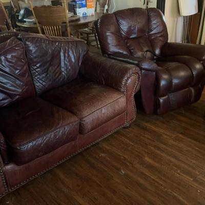Leather Trend Sofa, La-Z-Boy Electric Recliner, and End Table / Side Table with Storage