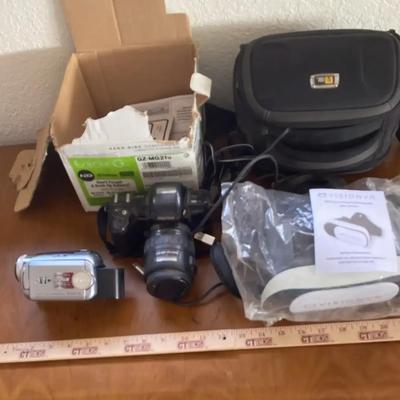 JVC 20GB Hard Disc Camcorder, Pentax Camera, and VisionVR 360° Virtual Reality Headset