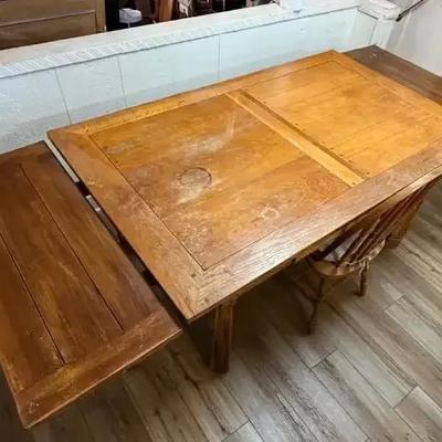 Solid Wood Expandable Drop-Leaf Dining Table – Farmhouse Style Made By The Amish Made In 1886 