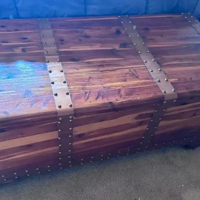 Wood Storage Trunk / Chest with Metal Rivet Bands 45x19x21