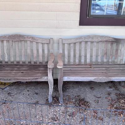 Two Teak Garden Outdoor Bench 47x36x17