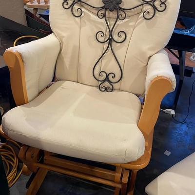 Cream Rocker with Metal Cross Decor 