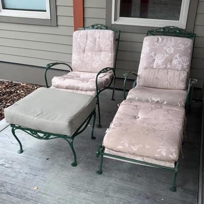 Green Painted Metal Patio Furniture w/ Better Homes & Gardens Cushions