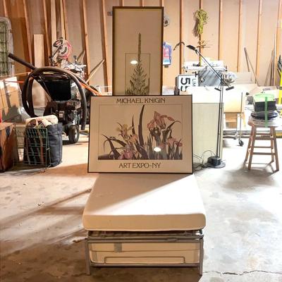 Foldable Twin Guest Bed & 2 Large Framed Art Prints