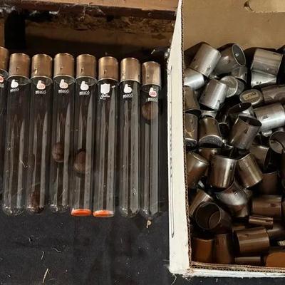 Lot Of 13 Bellco Culture Tubes And Large Box Of Metal Closures