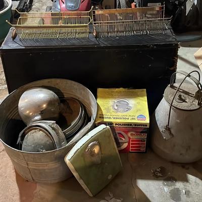 Lot of Vintage Equipment Scale and Chest 