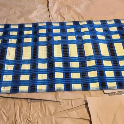 Terra Mats Polypropylene Indoor/Outdoor Rug/Floor Mat Made In Senegal, Blue/White/Black Plaid, 3x6Ft