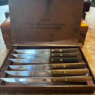 Six Stainless Steel Kutmaster Deluxe Hollow Ground Steak Knives