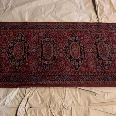 100% Wool Red Area Rug Made In Belgium By Couristan “The Kashimar Collection,” Approx 27” x 55”