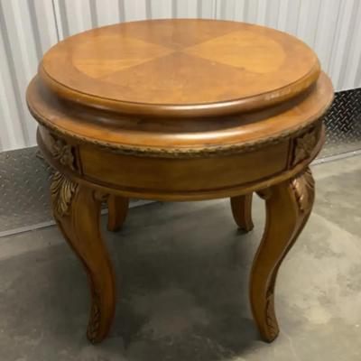 Ornate Carved Round Accent Table