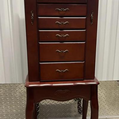 Wood Jewelry Armoire with Mirror & Side Doors