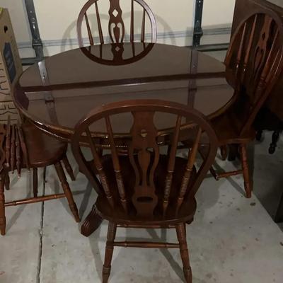 Wooden Kitchen Table & 4 Chairs – Round, Made in Malaysia