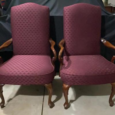 Pair of Burgundy Upholstered Accent Chairs
