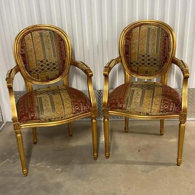 Pair of Louis Gold-Style Accent Armchairs