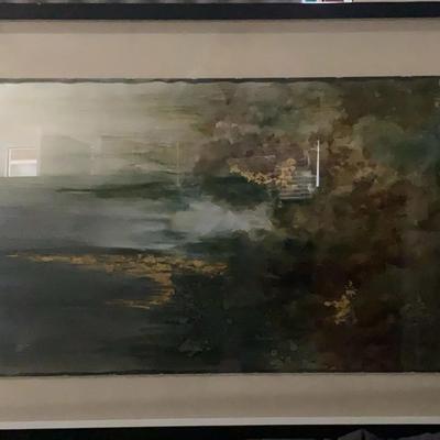 Large Uttermost Abstract Art in Wooden Frame with Glass