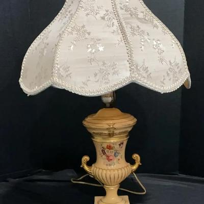 Vintage Ceramic Lamp with Brocade Shade