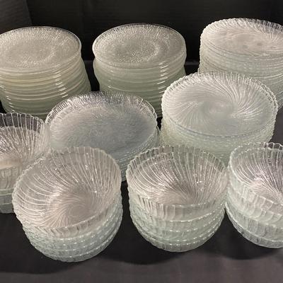 Vintage Textured Glass Plates & Bowls