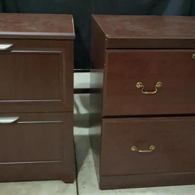 Dark Wood Look File Cabinets – Set of Two