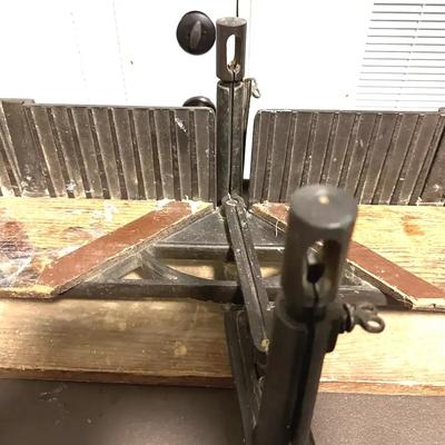 222: Vintage Manual Miter Box Saw Guide – Wood and Cast Iron Construction