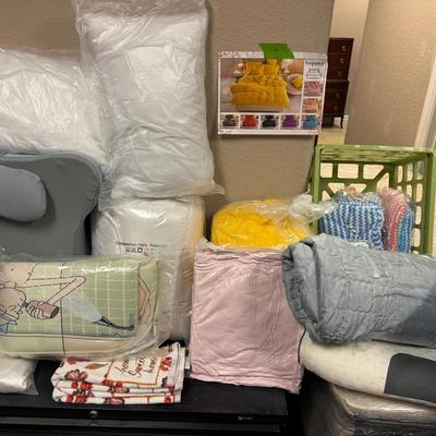 Lot 112:  Mystery Lot Of Pillows, Duvet Cover,and More