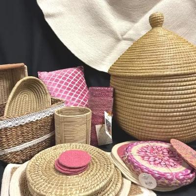 Lot 151:  Artisan Handcrafted Bangladesh Woven Basket & Decor Lot – Fair-Trade Home Collection 