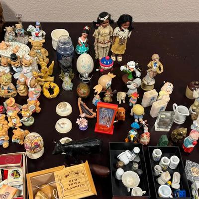 Lot 122:   Huge Vintage Figurine & Collectibles Lot – Angels, Bears, Miniatures, Matchbooks, Trinket