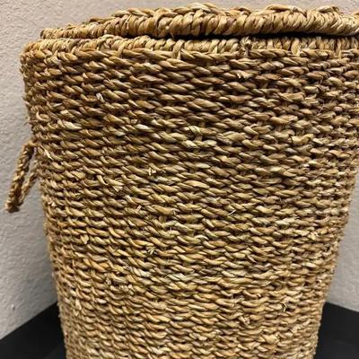 Lot 125: Large Handwoven Natural Seagrass Basket with Side Handles