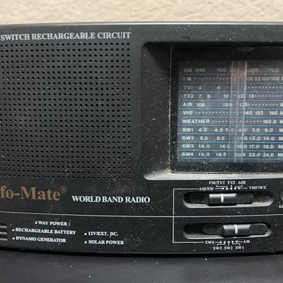 Lot 319: Info-Mate Model 837 Multi-Band World Radio – Solar, Hand-Crank, and Battery Power